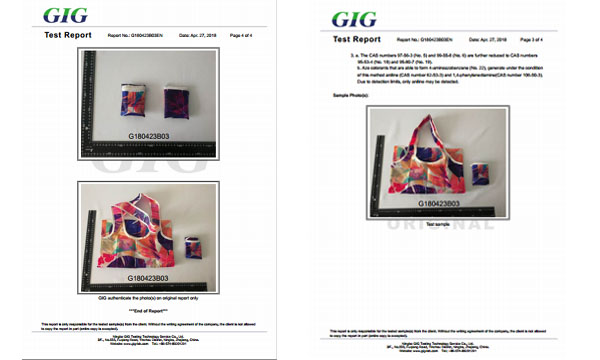 Folding Shopping Bag SGS test report